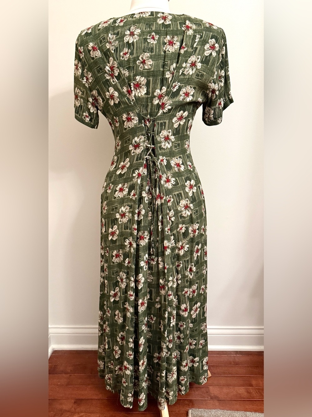 Westport LTD Vintage Green Cream Floral SZ 6 Countrycore Prairie Boho 90’s Dress - Picture 7 of 11